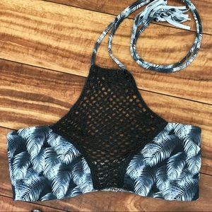 Acacia  night palm print: Panama Top (XL)